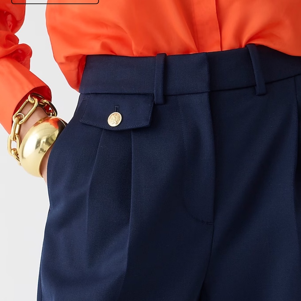 NWT J Crew wool twill navy pant, 8 - Picture 2 of 5